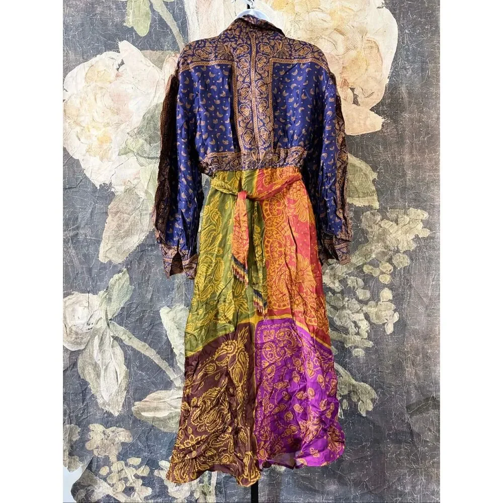 New Farm Rio Multicolor Bandana Dream Midi Shirtdress Size M - Picture 5 of 9
